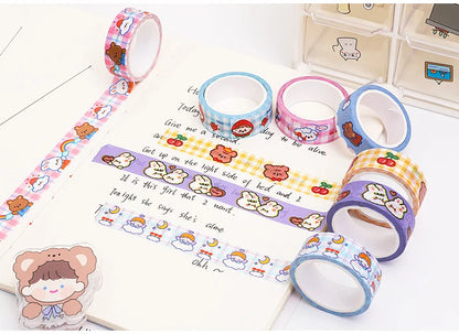 1 Piece 5m Masking Tape Decorative Adhesive Scrapbooking Bear Rabbit Album Stationery Washi Tape Stationery Stickers Photo Diary