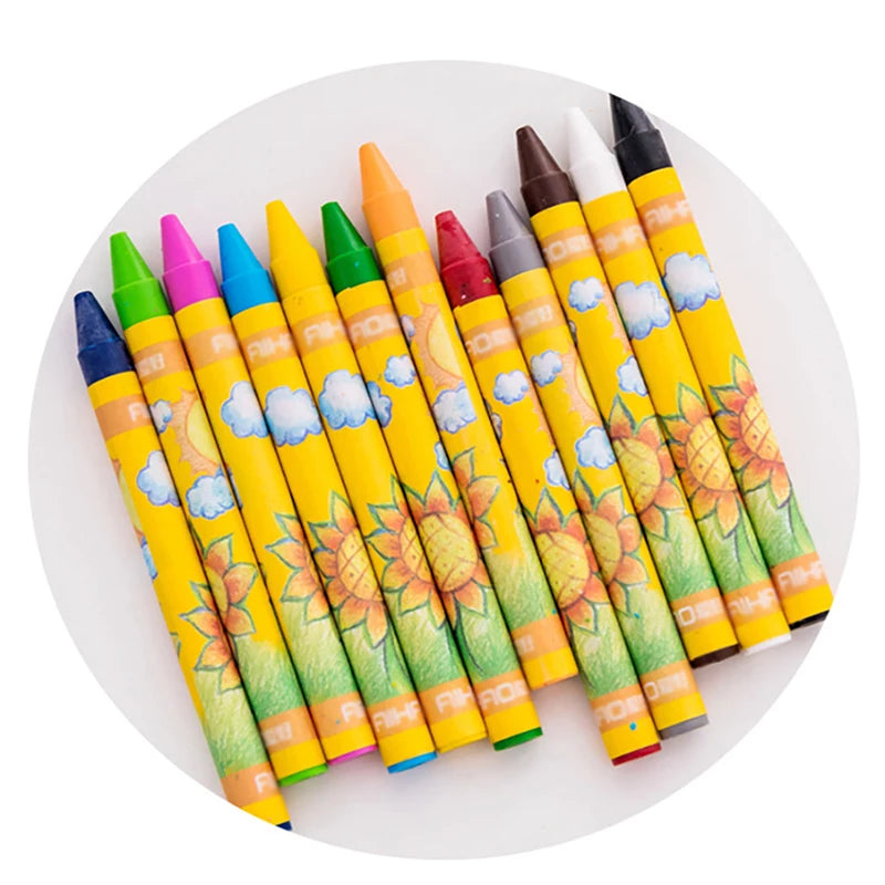 Crayons Creative Cartoon 8/12 Colors Drawing Non-Toxic Oil Pastels Kids Student Pastel Pencils Art Supplies Student Crayon Set