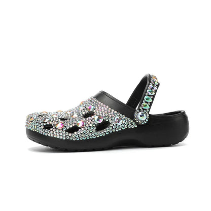 Summer Women Slippers Luxury Rhinestone Decoration Sandals Sparkling Beach Slides Lovers Flip Flop Casual Shoes Plus Size 35-48