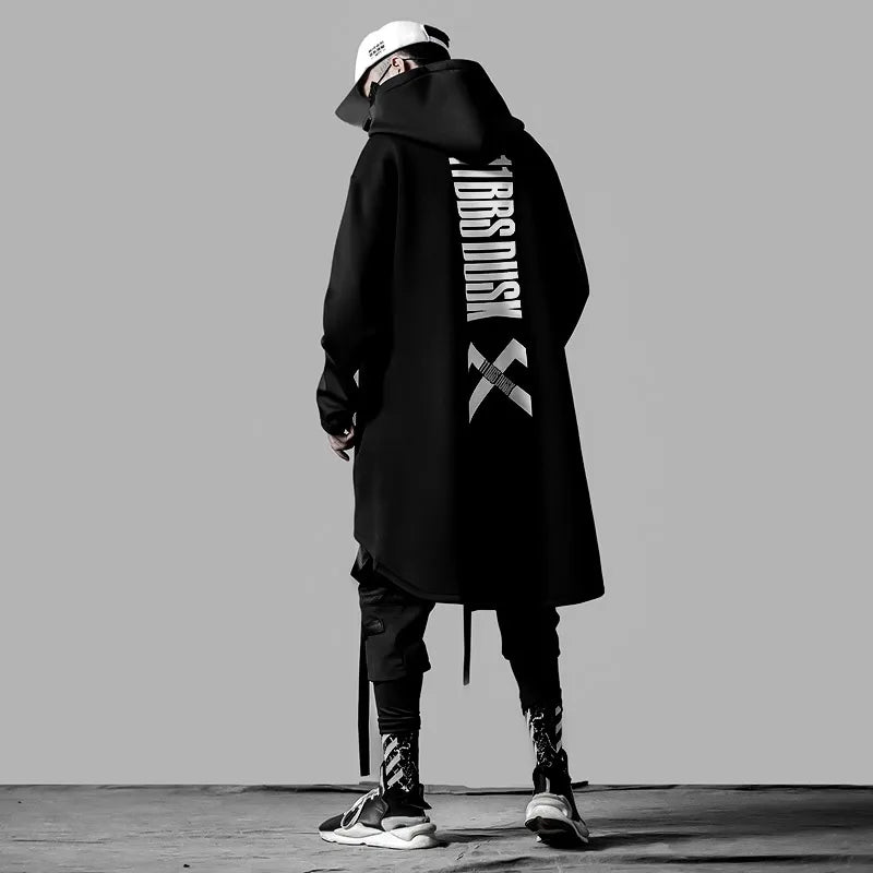 Emo Men Japanese Harajuku Sweatshirt Oversize Hoodie Korean Cloak Hip Hop Gothic Outwear Streetwear Techwear Coat Tops Clothes