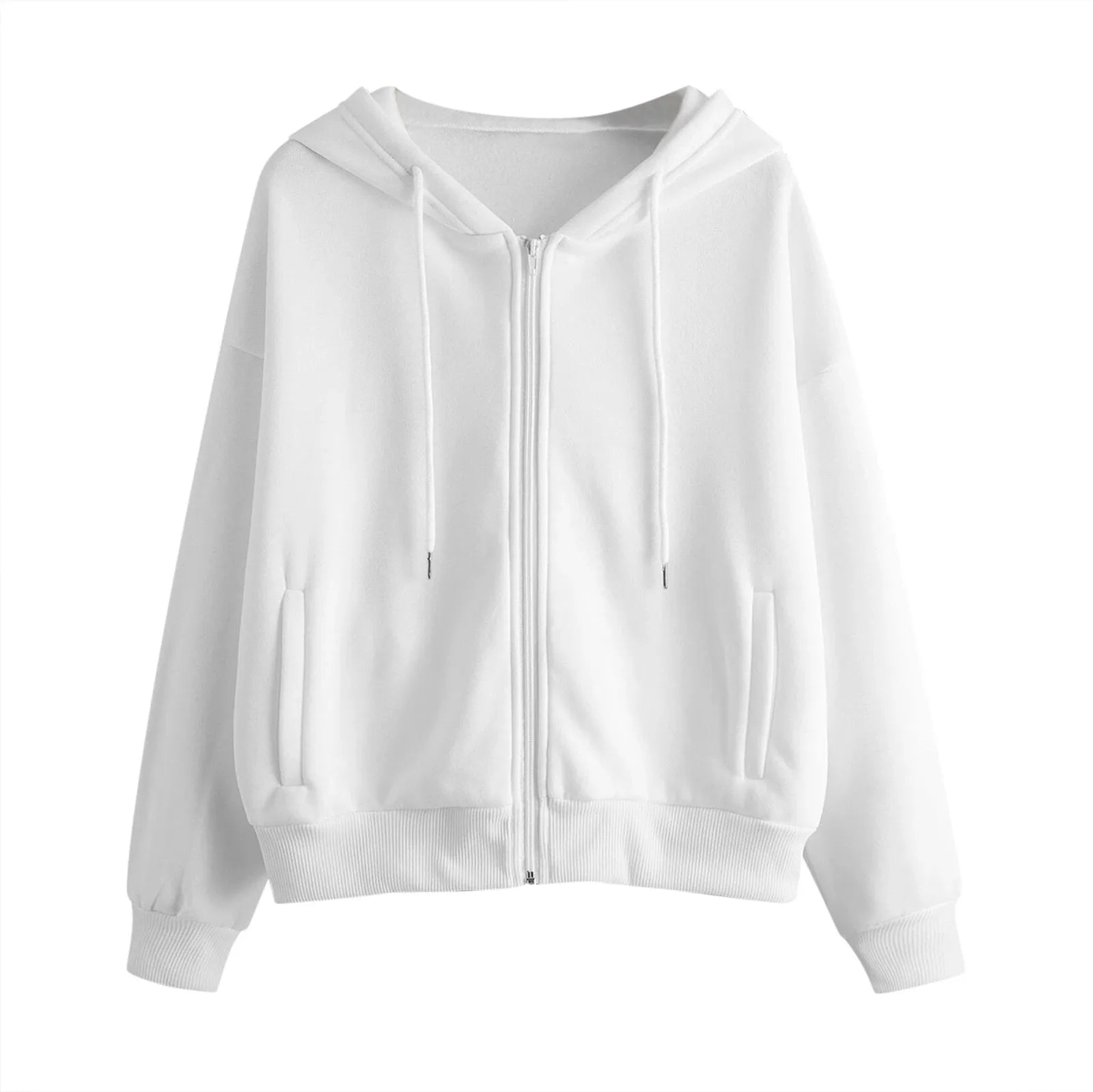 2024 Women Sweatshirt Hoodies Spring New Fashion Casual White Gray Black Zipper Hooded Sweatshirt Long Sleeve Coat Pullovers