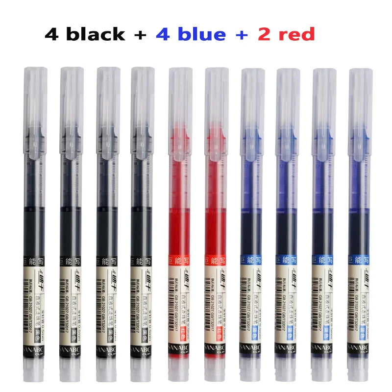 3-5Pcs Straight Liquid Gel Pen Quick-drying,Large-capacity 0.5mmBlack/Blue/red Ink for Writing School Office Stationery Supplies