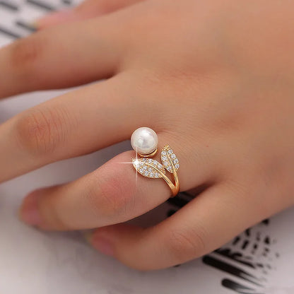 Fashion Leaf Open Adjustable Rings for Women Jewelry