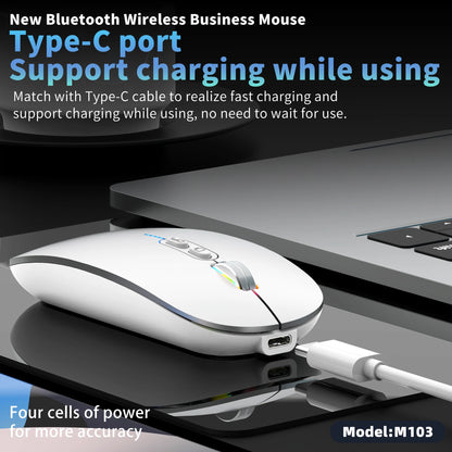 Ultra-thin 3 Modes 2.4Ghz USB and 2 Bluetooth 5.1 Wireless Mouse Power Display Ergonomic Rechargeable Silent Mice for PC Laptop