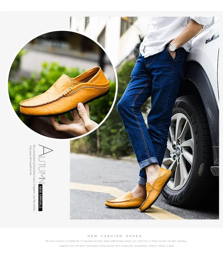 Genuine Leather Men Shoes Casual  Mens Loafers Moccasins Luxury Brand Formal Slip on Male Boat Shoes Zapatos De Hombre