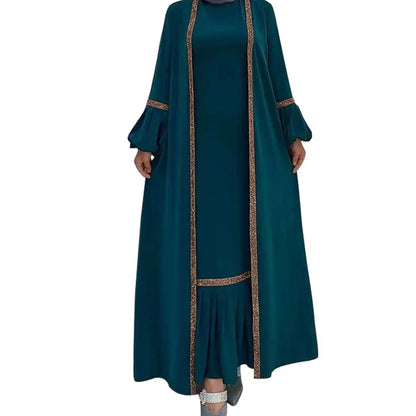 2023 Autumn New Winter Elegant 2 Piece Long Dresses Muslim Fashion Prayer Dress Modest Clothing Islamic Clothing for Women 2XL