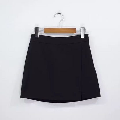 Mini Skirts Women Irregular Solid Side-slit Stretchy Korean Style Trendy Chic OL High Waist Female Bottom Popular Spring Autumn