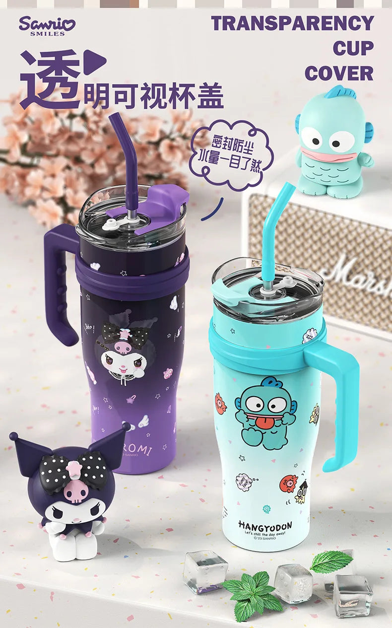 Sanrio Thermos Bottle 1200ml Kuromi Cinnamoroll Sippy Water Cup Vacuum Flask Kawaii Stainless Steel High Capacity Insulated Mug