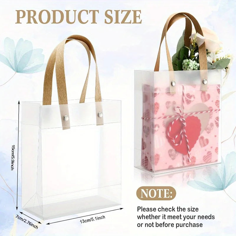 Clear Gift Bags with Handles Frosted Tote Bag Eco-friendly Companion Gift Candy Bag for Gifts Party Favors for Wedding/Birthday