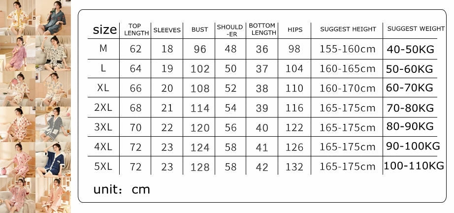 5XL Summer Plus Size Kimono Cardigan Women Pajama Knitted Cotton Nightwear Cute Printing Sleepwear Leisure Loungewear Casual Pjs