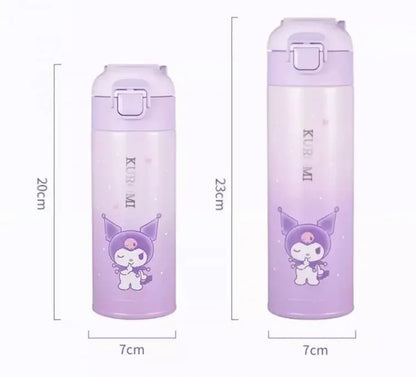 500ML Mymelody Kuromi Thermos Bottle Sanrio Kawaii Anime Cute Portable Straw 316 Stainless Steel Leakproof Thermal Cup Water Mug