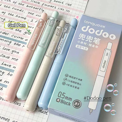 4PCS/Set Cute Pocket Gel Pen 0.5MM Black Refill Gel Ink Pen Mini Portable Writing Pen Quick Dry Neutral Pen School Office Supply