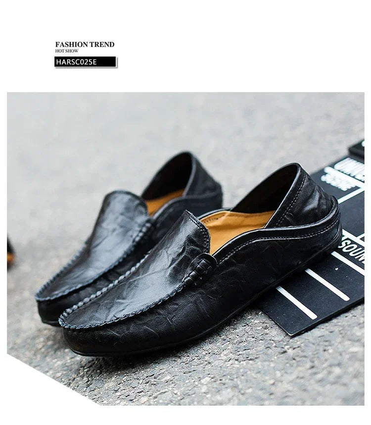 Genuine Leather Men Shoes Casual  Mens Loafers Moccasins Luxury Brand Formal Slip on Male Boat Shoes Zapatos De Hombre