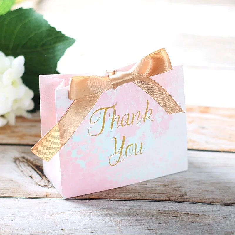 30pcs Pink / white marble style Candy Boxes Chocolate Bag baby shower Party Wedding Favors thank you souvenirs Gift Bag wrapper