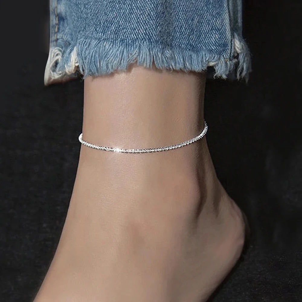 316 l stainless steel  women chain anklet jewelry Shiny Chains Anklet For Women Girls Friendship Beach Foot Jewelry Leg Bracelet