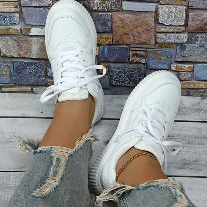 Trend Four Seasons Thick Sole White Leather Sneakers Platform Tennis Men Woman Round Head Casual Sneaker Outdoor Couple Shoes