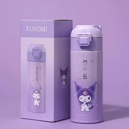 500ML Mymelody Kuromi Thermos Bottle Sanrio Kawaii Anime Cute Portable Straw 316 Stainless Steel Leakproof Thermal Cup Water Mug