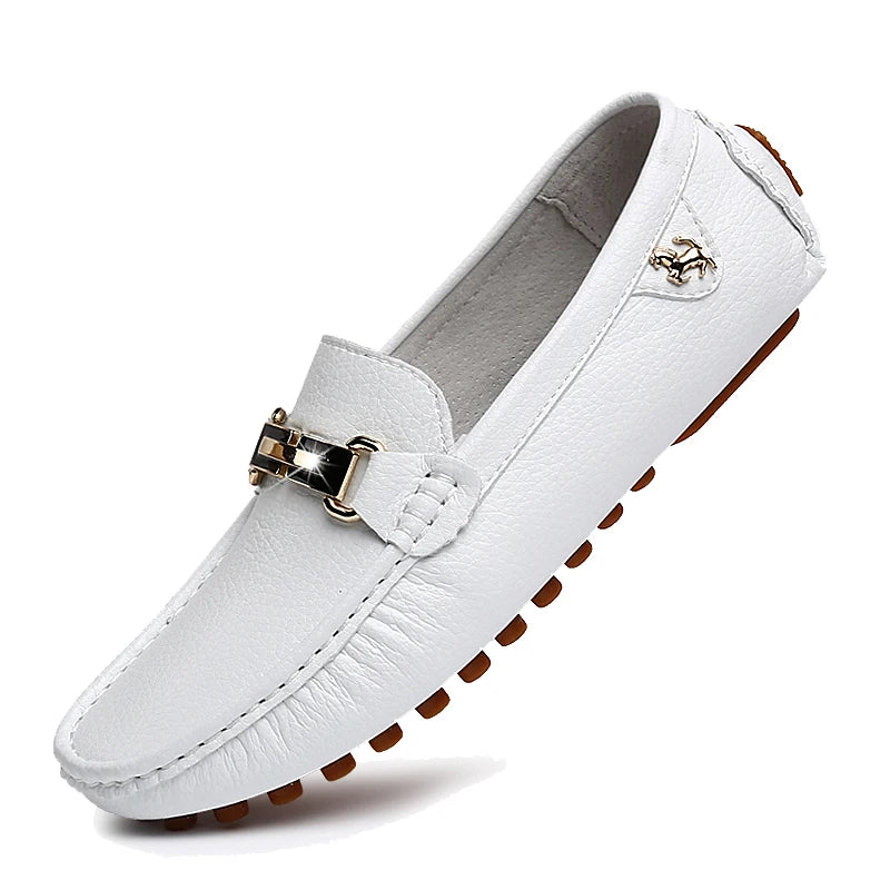 2022 White Loafers Men Handmade Leather Shoes Black Casual Driving Flats Blue Slip-On Moccasins Boat Shoes Plus Size 46 47 48