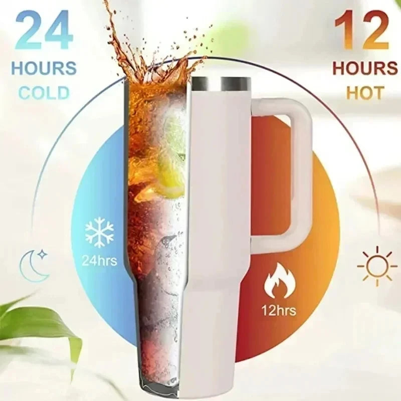 Xiaomi 304 Stainless Steel Insulated Water Bottle 5 Colors Cold Hot Keep Warm Coffee Cup 1200ml Vacuum Handle Straw Mugs Sport