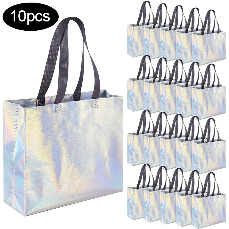 1/5/10Pcs Iridescent Gift Bags for Wedding Birthday Party Christmas Gift Packaging Bachelorette Party Bridesmaid Gift Supplies