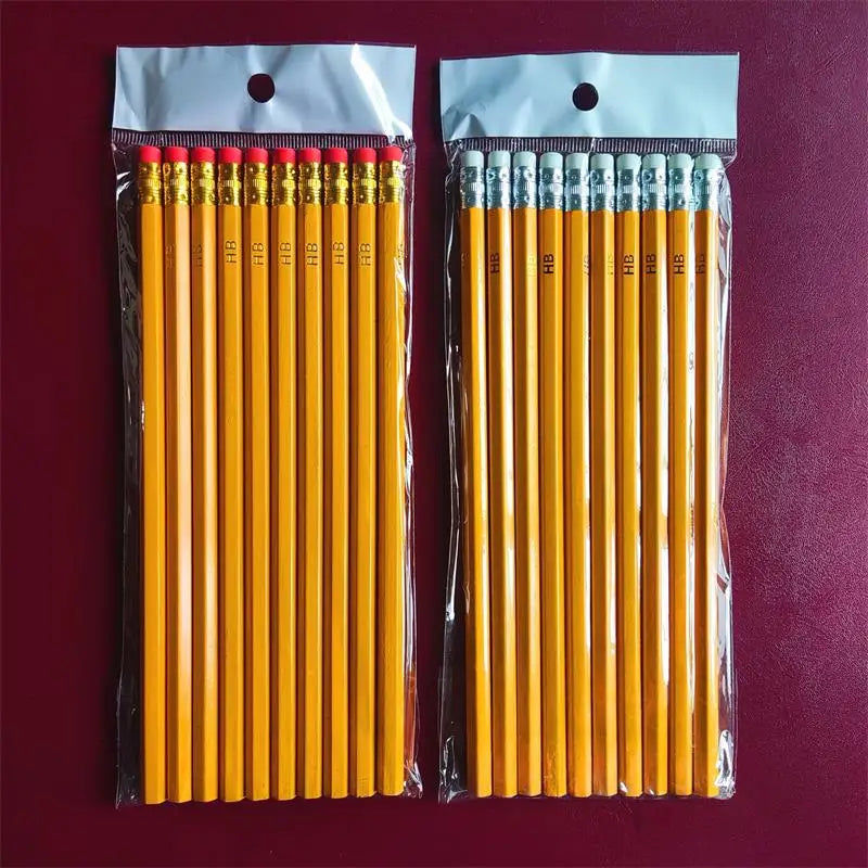 10 PCS/Bag Wooden Pencil HB Pencil With Eraser Children&