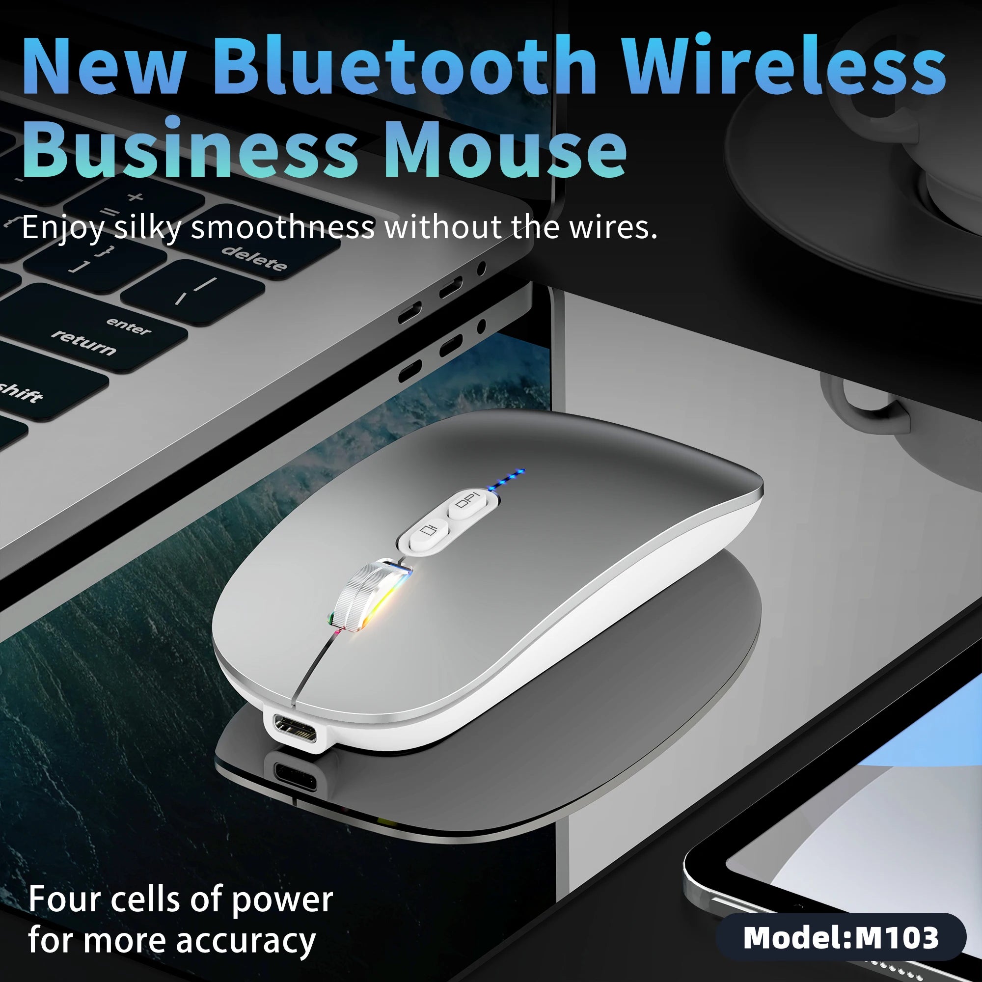 Ultra-thin 3 Modes 2.4Ghz USB and 2 Bluetooth 5.1 Wireless Mouse Power Display Ergonomic Rechargeable Silent Mice for PC Laptop