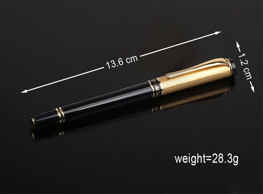 Custom Fountain Pen Golden Text Stationery Office Supplies Back To School Items Metal Nib Writing Ink Men Luxury Black