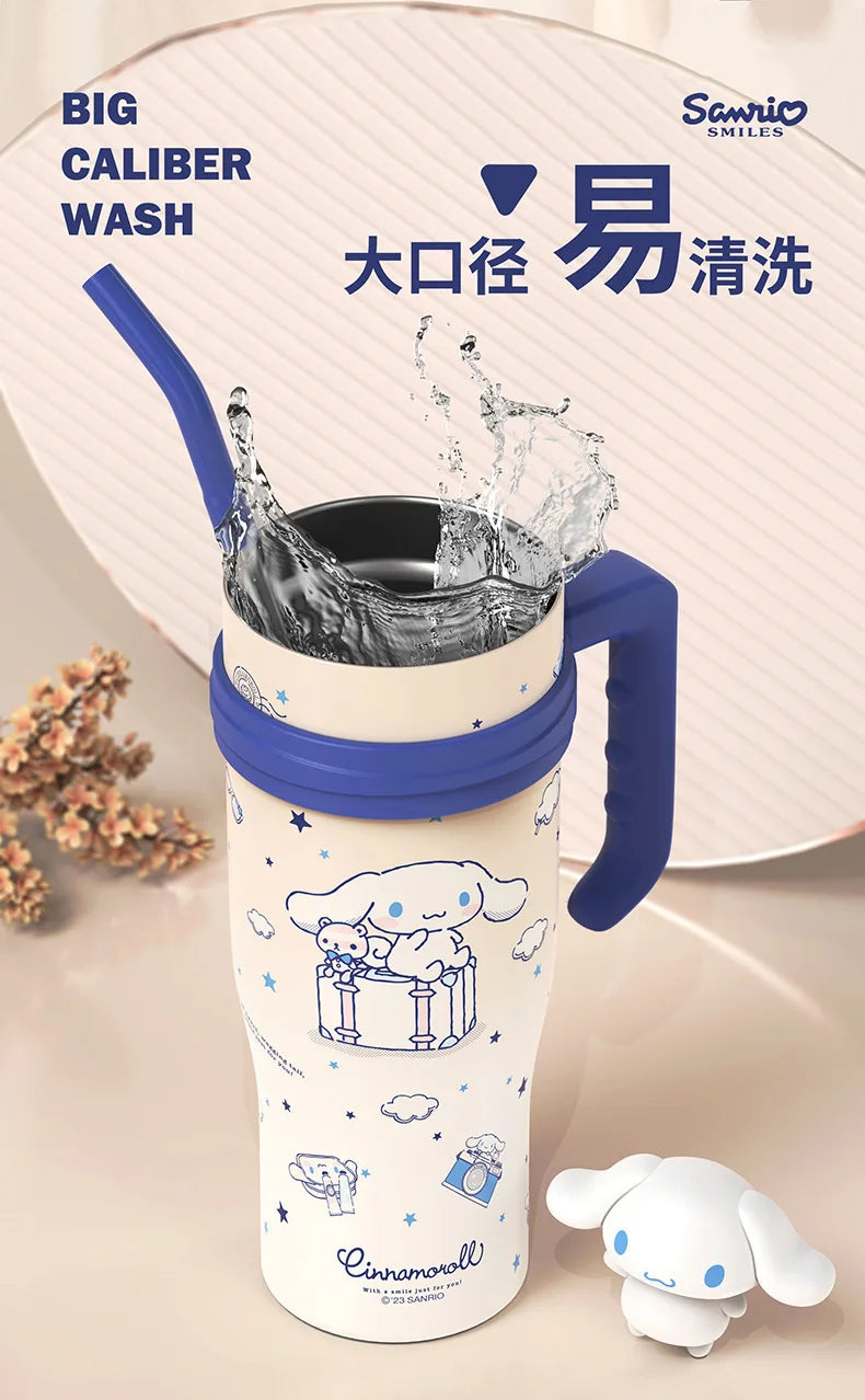 Sanrio Thermos Bottle 1200ml Kuromi Cinnamoroll Sippy Water Cup Vacuum Flask Kawaii Stainless Steel High Capacity Insulated Mug