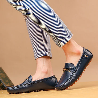 2022 White Loafers Men Handmade Leather Shoes Black Casual Driving Flats Blue Slip-On Moccasins Boat Shoes Plus Size 46 47 48