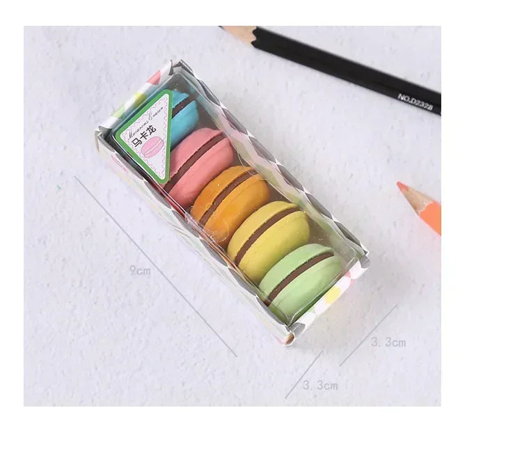 5-pack of cute creative stationery macaron sandwich cookies rubber candy color children’s rubber award stationery