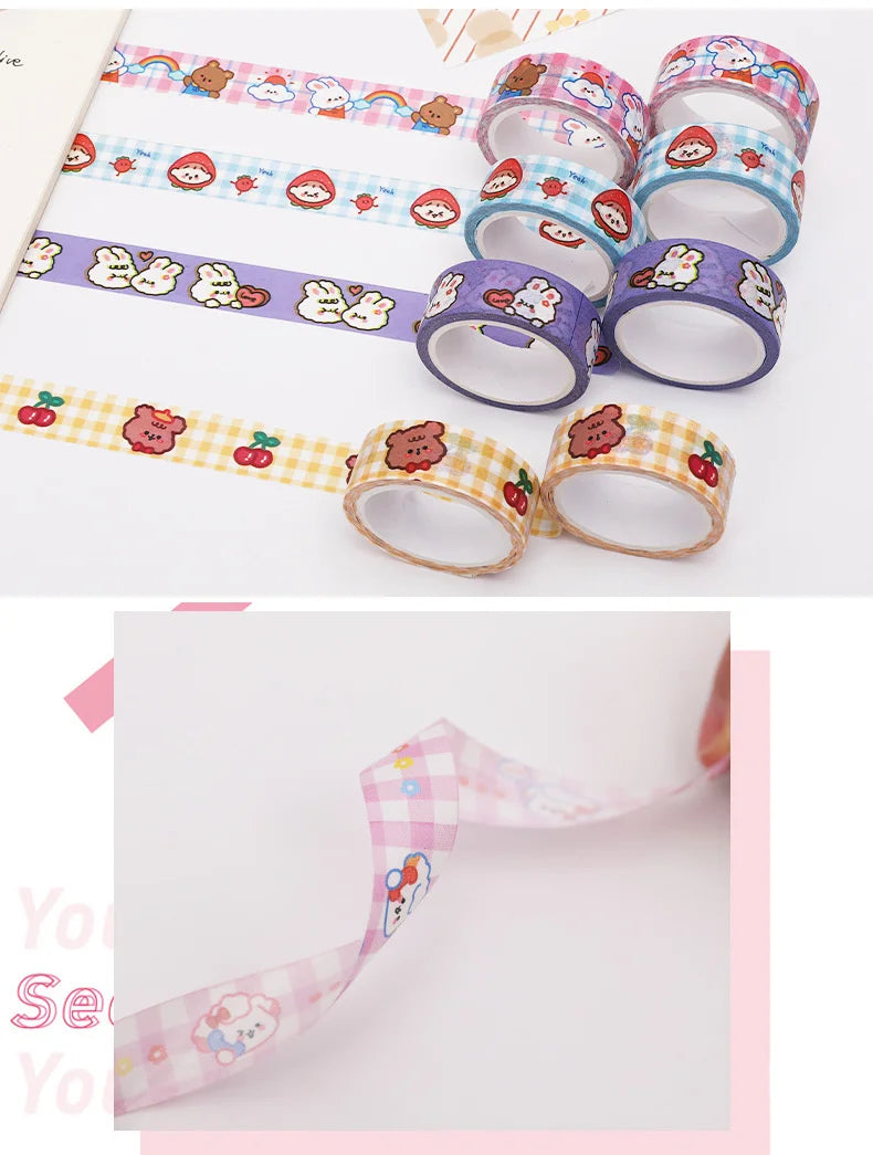 1 Piece 5m Masking Tape Decorative Adhesive Scrapbooking Bear Rabbit Album Stationery Washi Tape Stationery Stickers Photo Diary