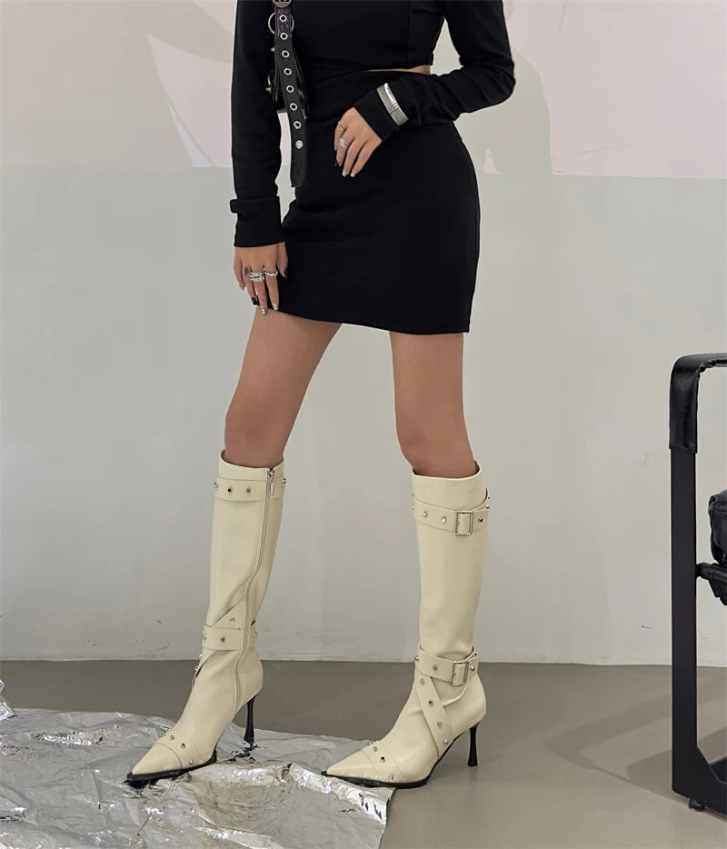 New Style Thin High Heel Women Boots 2024 Pointed Toe Women&