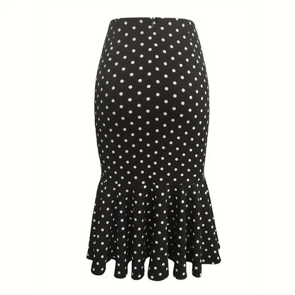 Elegant Houndstooth Printed Knee Length Skirts Women Fashion High Waist Slim Skirts Ladies Elegant Houndstooth Printed Knee Leng