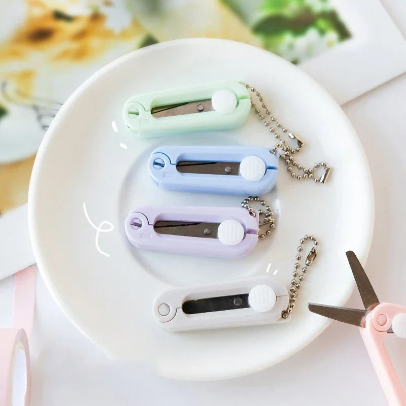 creative Mini Portable Folding Scissors Morandi Simple Paper-Cutting Art Tool Stationary Scissors Office School Supplies