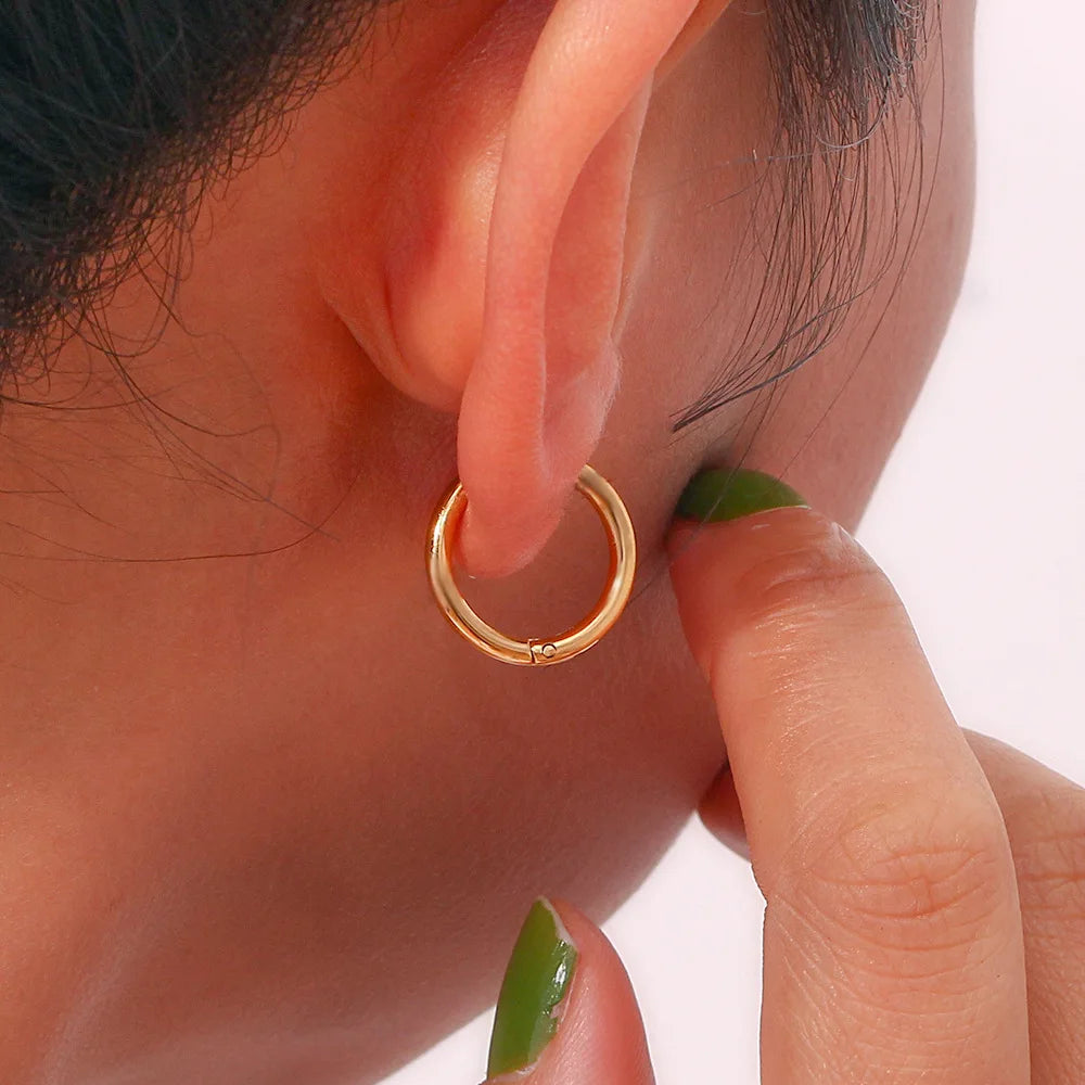 4 pair 8/10/12/14mm Stainless Steel Round Circle Hoop Earrings for Women Tiny Hoops Ear Piercing Loop Ring