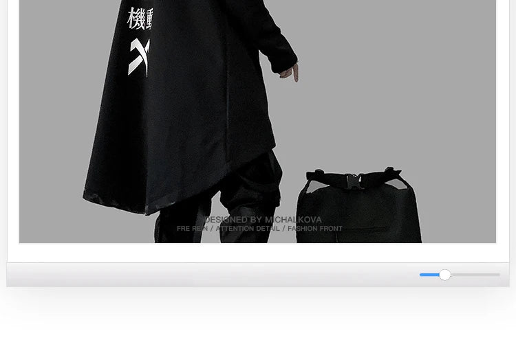 Emo Men Japanese Harajuku Sweatshirt Oversize Hoodie Korean Cloak Hip Hop Gothic Outwear Streetwear Techwear Coat Tops Clothes