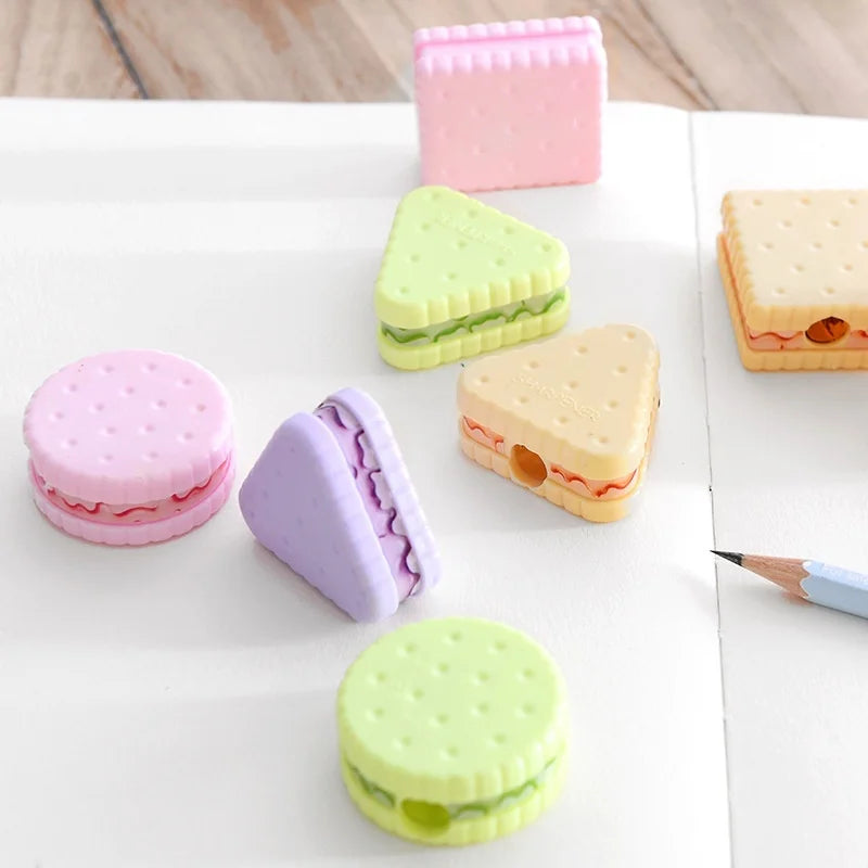 3pcs/lot Creative Fresh and Cute Biscuit Pencil Sharpener Children&