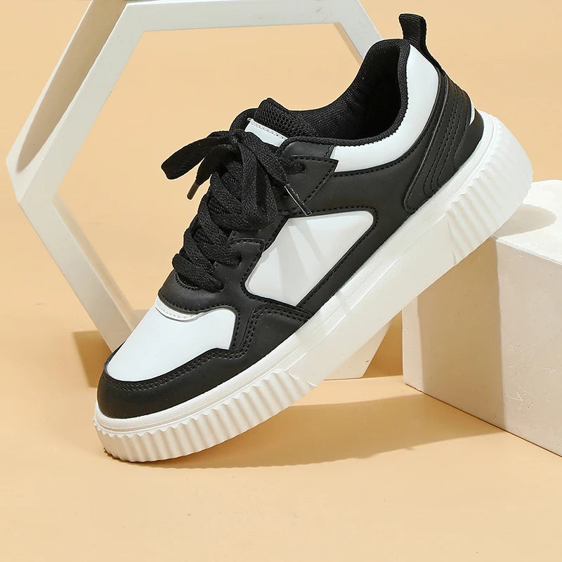 Trend Four Seasons Thick Sole White Leather Sneakers Platform Tennis Men Woman Round Head Casual Sneaker Outdoor Couple Shoes