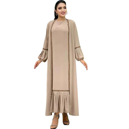 2023 Autumn New Winter Elegant 2 Piece Long Dresses Muslim Fashion Prayer Dress Modest Clothing Islamic Clothing for Women 2XL