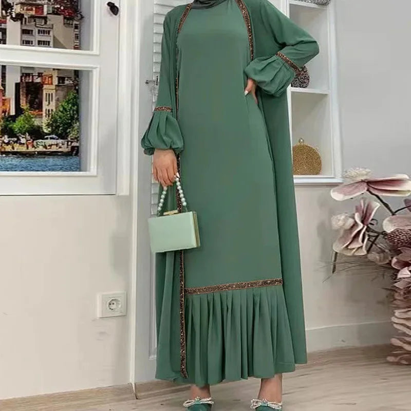 2023 Autumn New Winter Elegant 2 Piece Long Dresses Muslim Fashion Prayer Dress Modest Clothing Islamic Clothing for Women 2XL