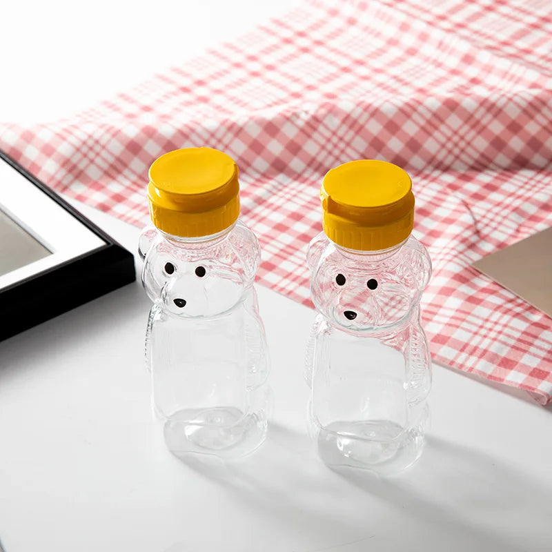 240ml Little Bear Plastic Water Bottle With Straw Cute Milk Tea Juice Bear Cups Bottle for Kitchen Meal Bar kids Drink Tableware