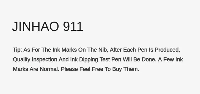 JINHAO 911 Fountain Pen Hooded Nib 0.38mm Extremely Fine Stainless Steel Classic Stationery Office School Writing Supplies