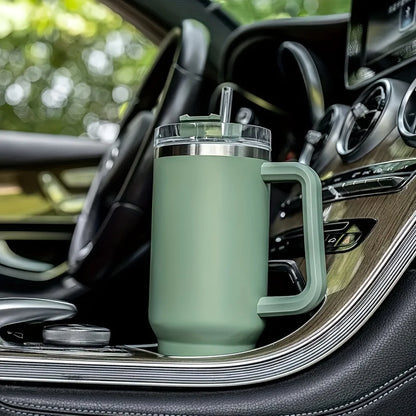 40oz Insulated Cup Large Water Bottle Car Cup With Handle And Straw Lid Stainless Steel Travel Coffee 1200ml Cup Birthday Gift