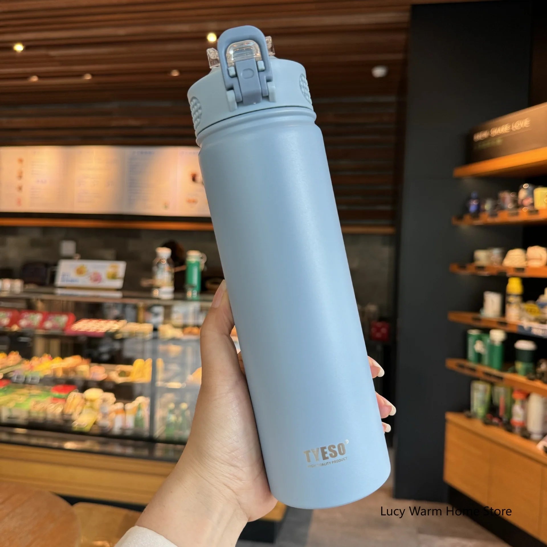 Tyeso Thermos Cup with Straw 600/750ml Stainless Steel Thermal Bottle Cover Insulation Straight Cup Flask Water Tumbler Mug