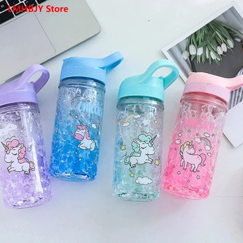 Stylish Double Straw Unicorn Ice Cup Summer Cold Drink Juice Coffee Water Cup Boy&