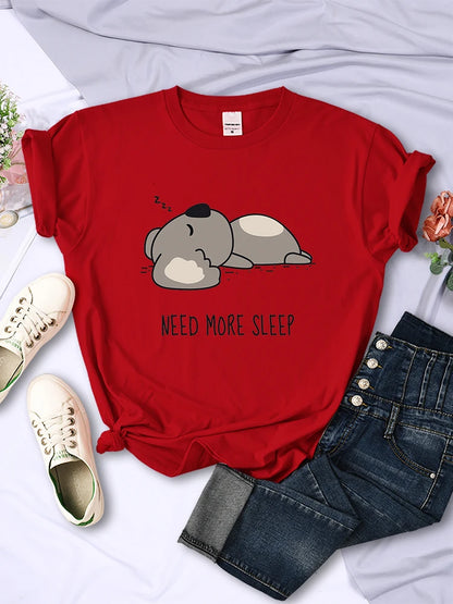 Need More Sleep Cartoons Bear Women T-Shirt Street Plus Size Top Fashion Hip Hop Casual Clothing Personality Female Short Sleeve