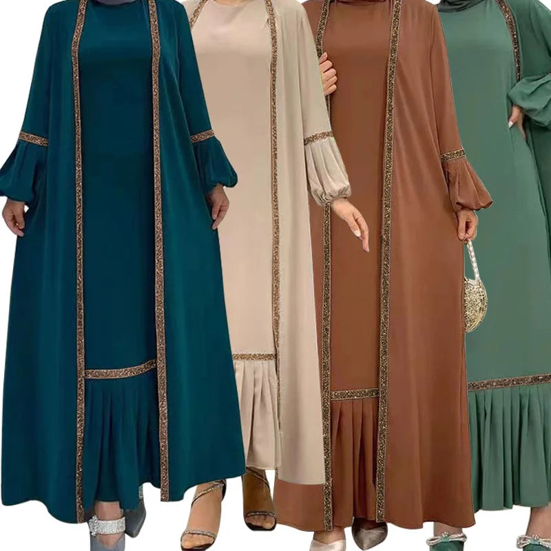 2023 Autumn New Winter Elegant 2 Piece Long Dresses Muslim Fashion Prayer Dress Modest Clothing Islamic Clothing for Women 2XL