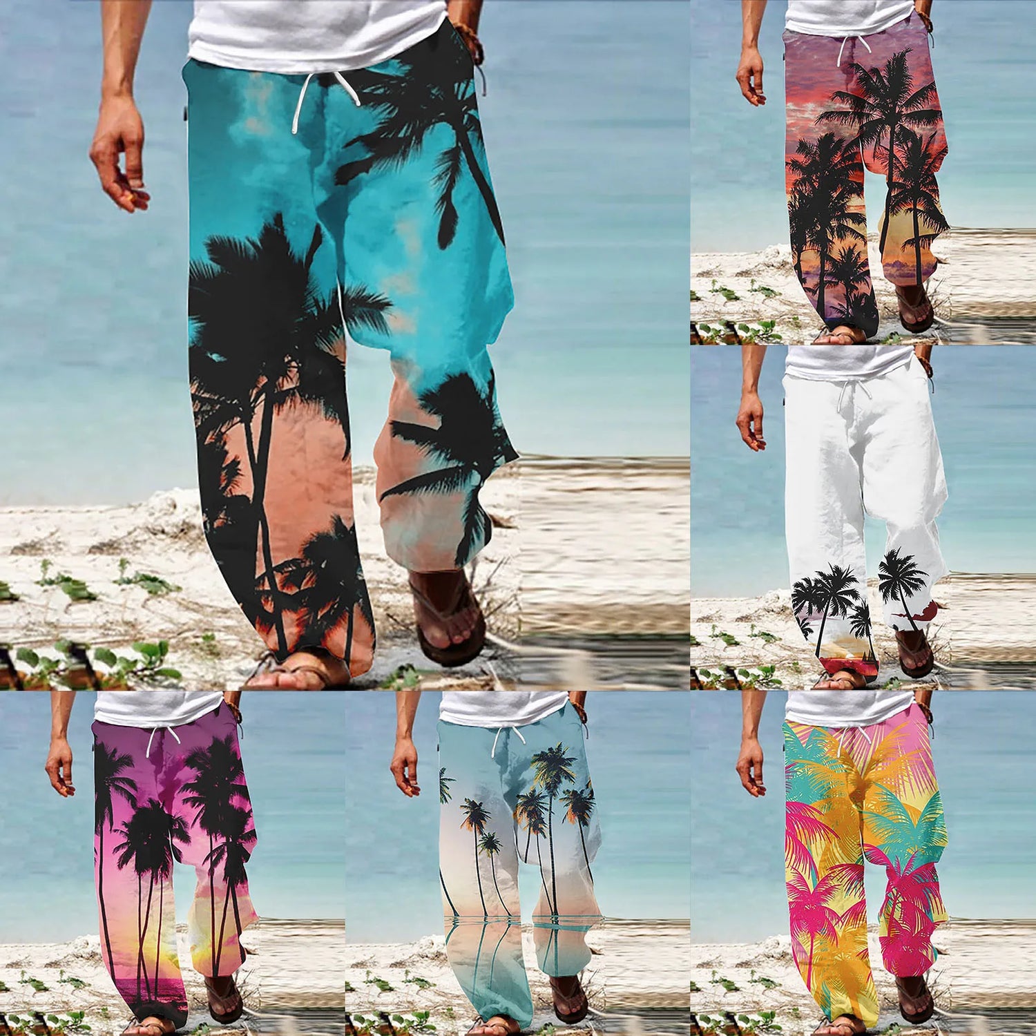 Summer Beach Hippie Harem Pants For Men Streetwear Baggy Boho Yoga Hawaiianss Drop Crotch Trouser Men&