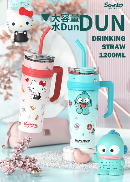 Sanrio Thermos Bottle 1200ml Kuromi Cinnamoroll Sippy Water Cup Vacuum Flask Kawaii Stainless Steel High Capacity Insulated Mug