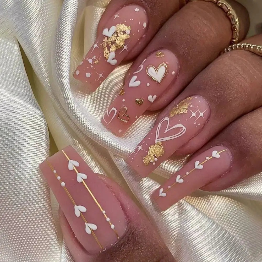 Press on Nails Long Ballet Nails Fashion Valentine&